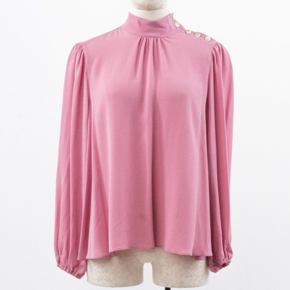 Robert Rodriguez M Silk Mock Neck Blouse Pink